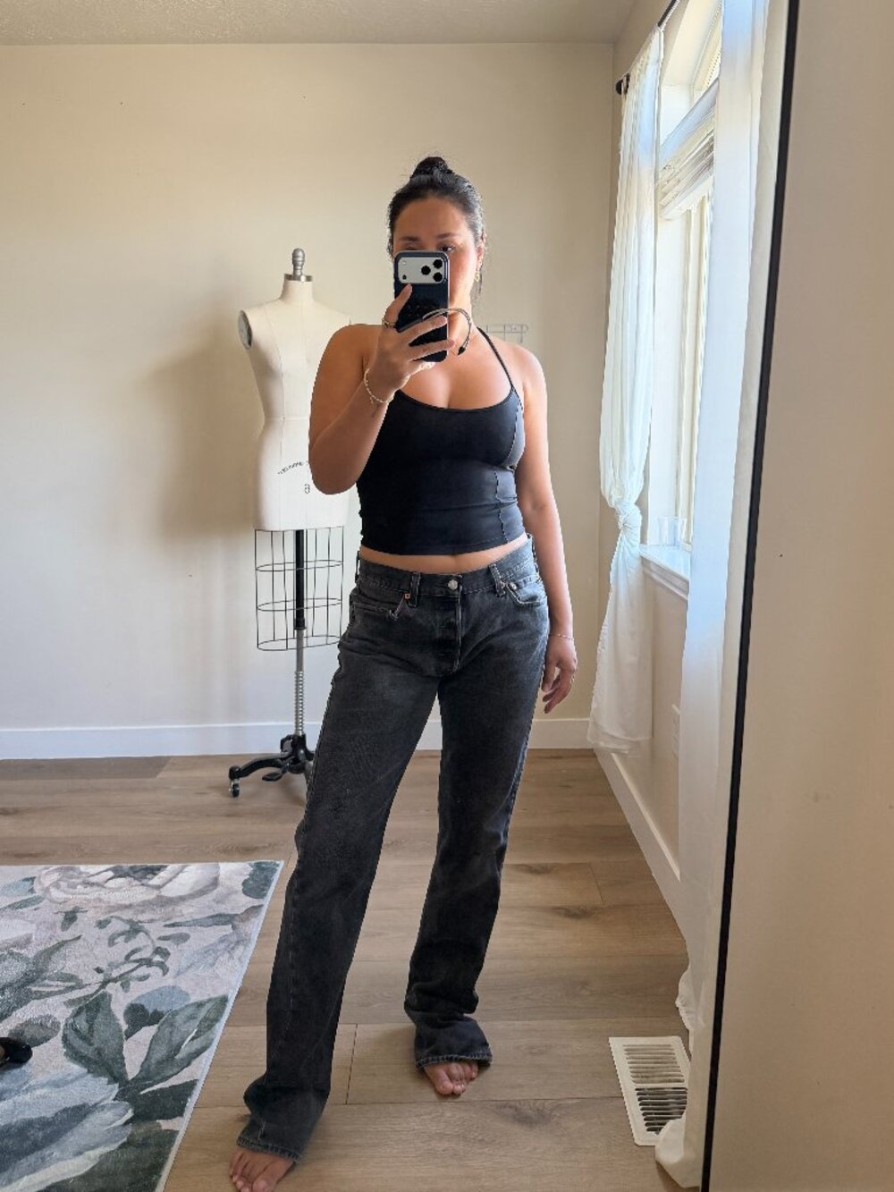 Vintage Levis 501 Black Charcoal Distressed Jeans 32x36 | Straight Long Leg